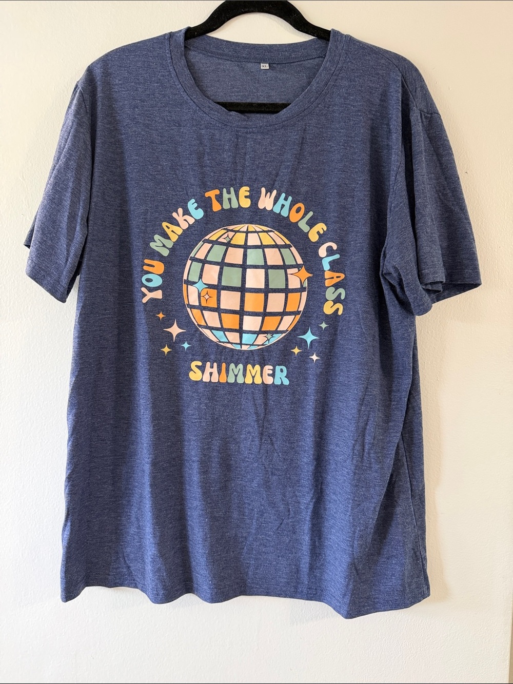 Amazon Blue Kids' Long Sleeve Graphic Tee with Pastel Disco Globe